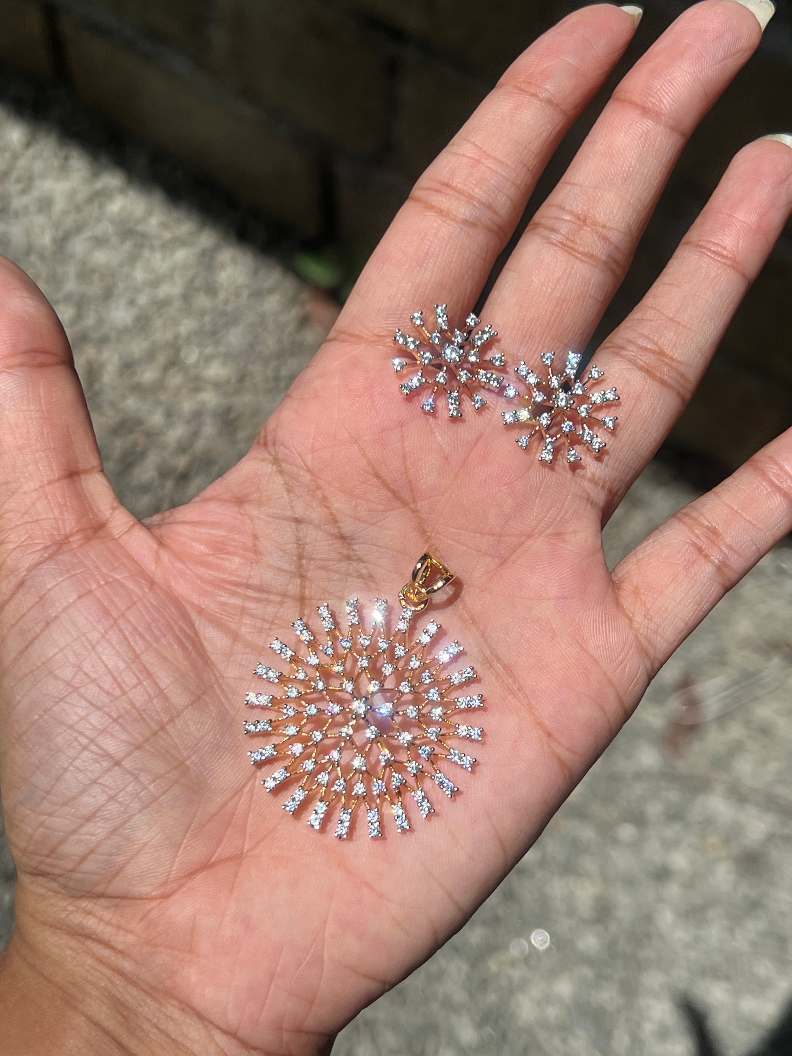 Premium diamond finish pendant set