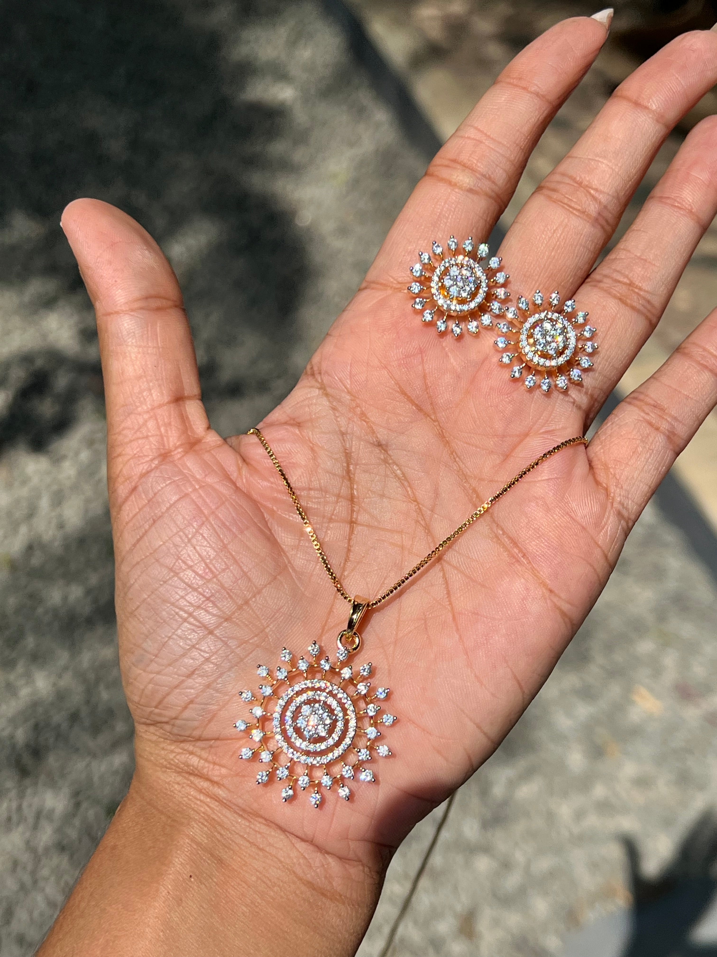 Premium diamond finish pendant set product code D77