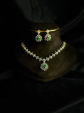 Premium diamond finish bridal necklace set with back chain product code D361