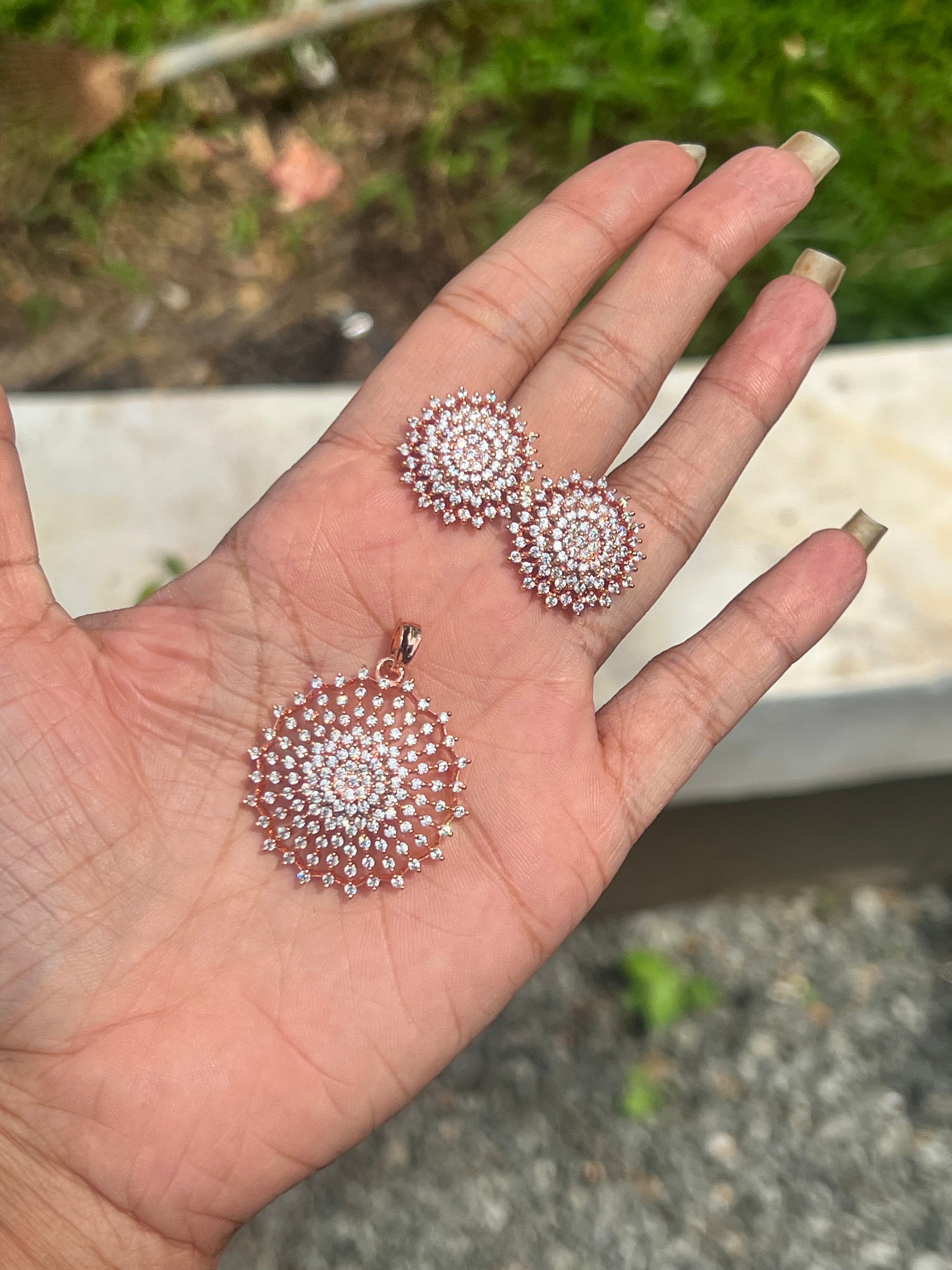Premium daimond finish bridal wear pendant set product code 51
