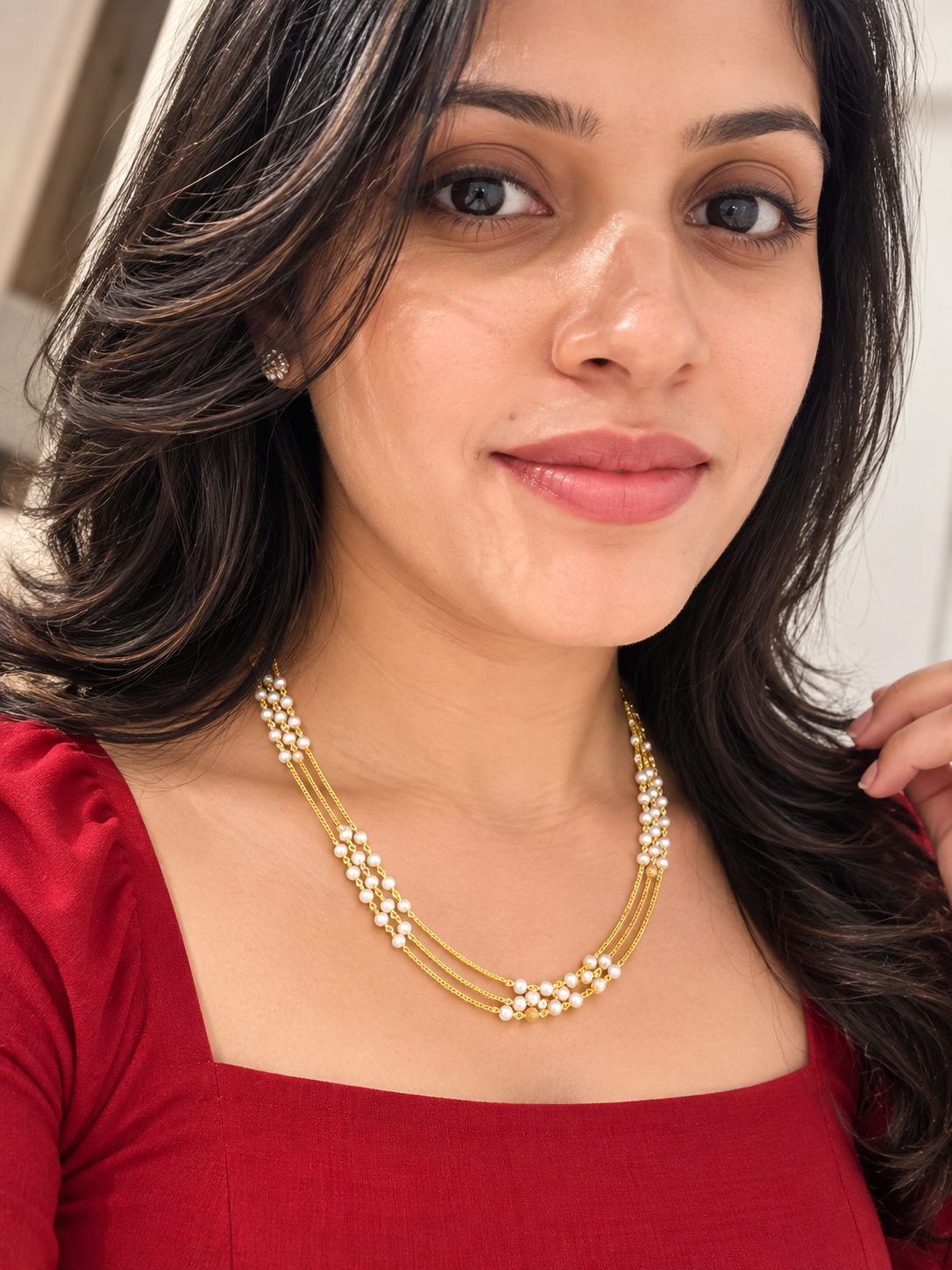 Premium pearl 3layer necklace product code 112