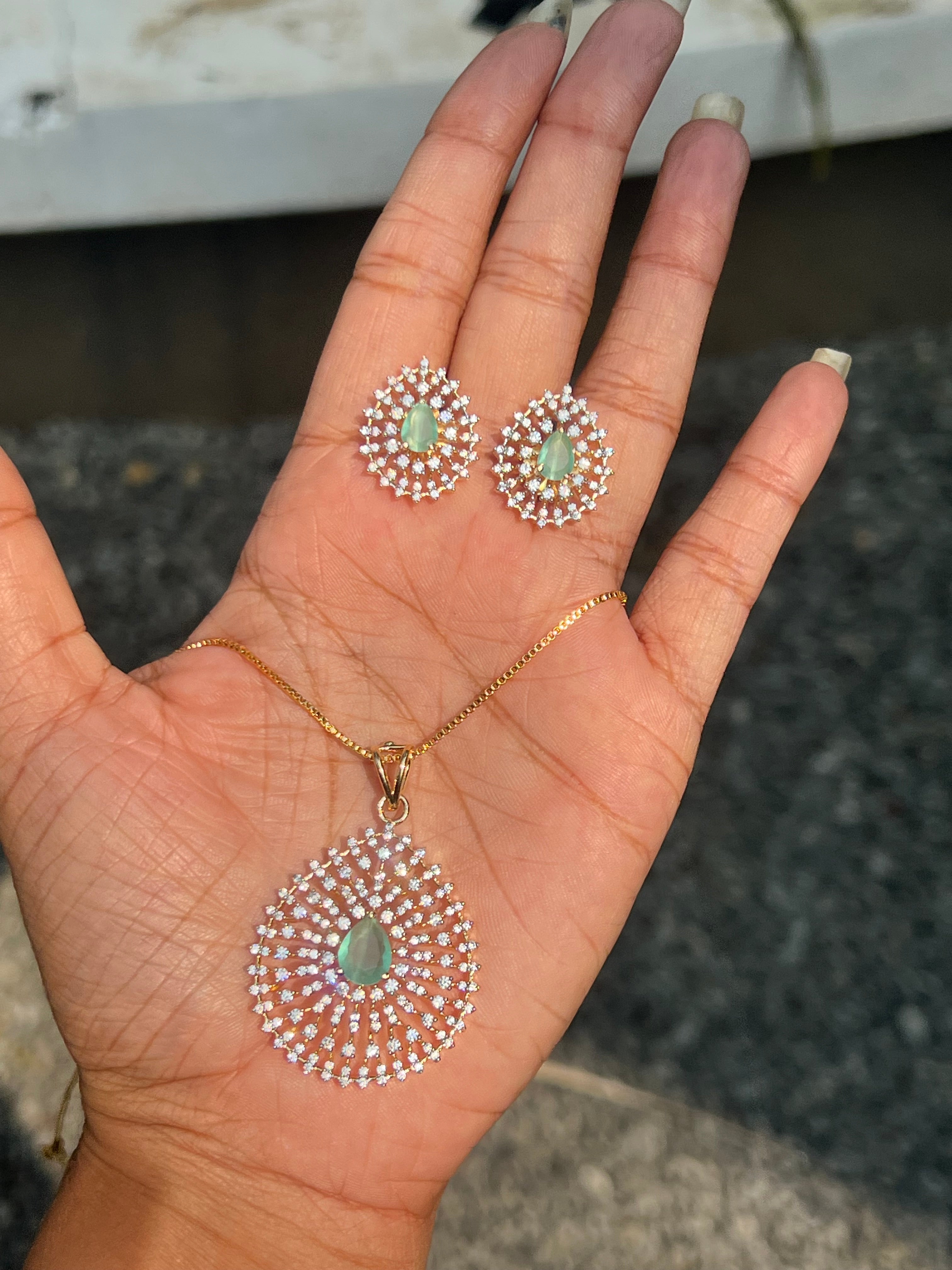 Premium diamond finish pendant set product code D134