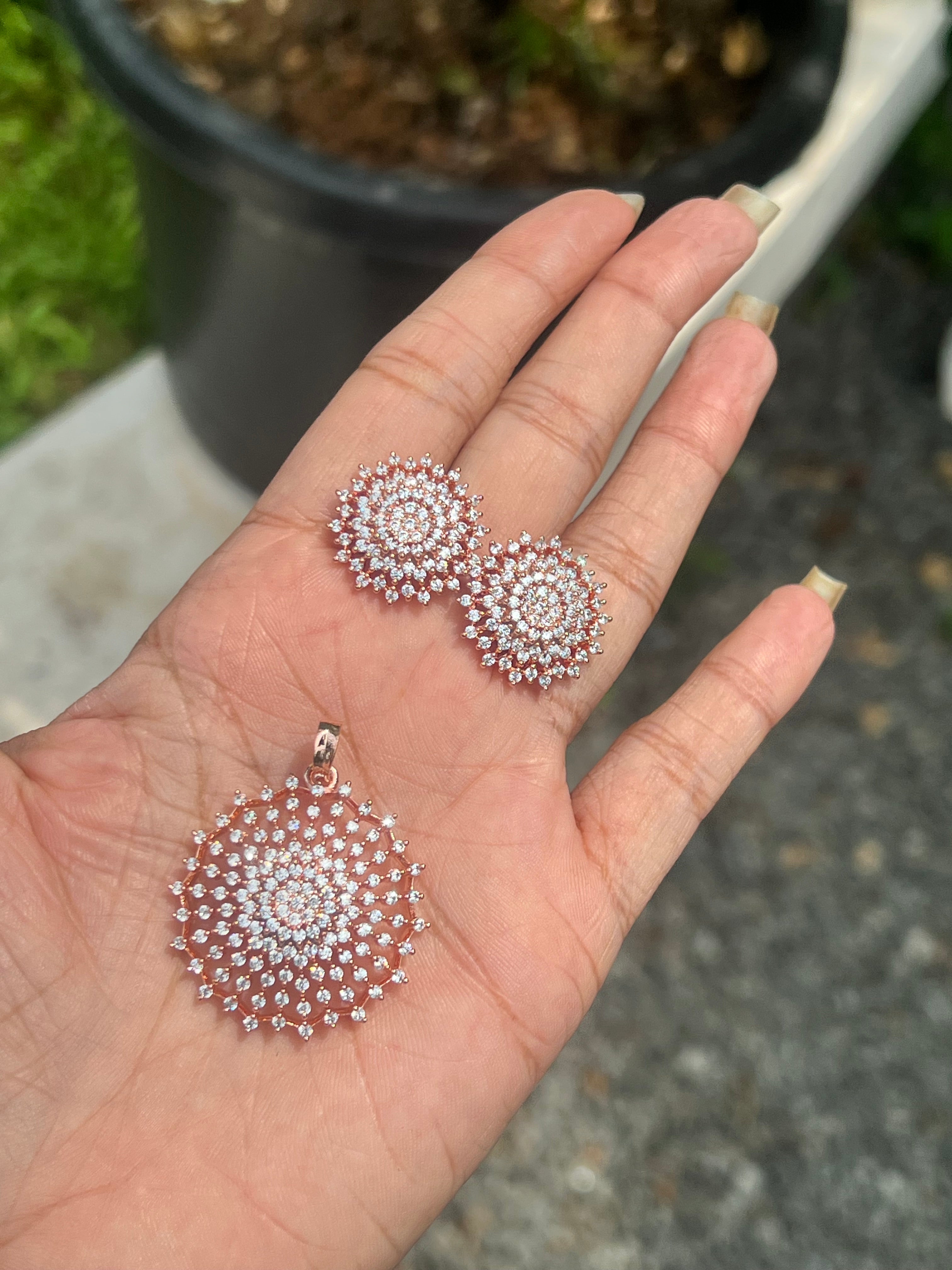 Premium daimond finish bridal wear pendant set product code 51
