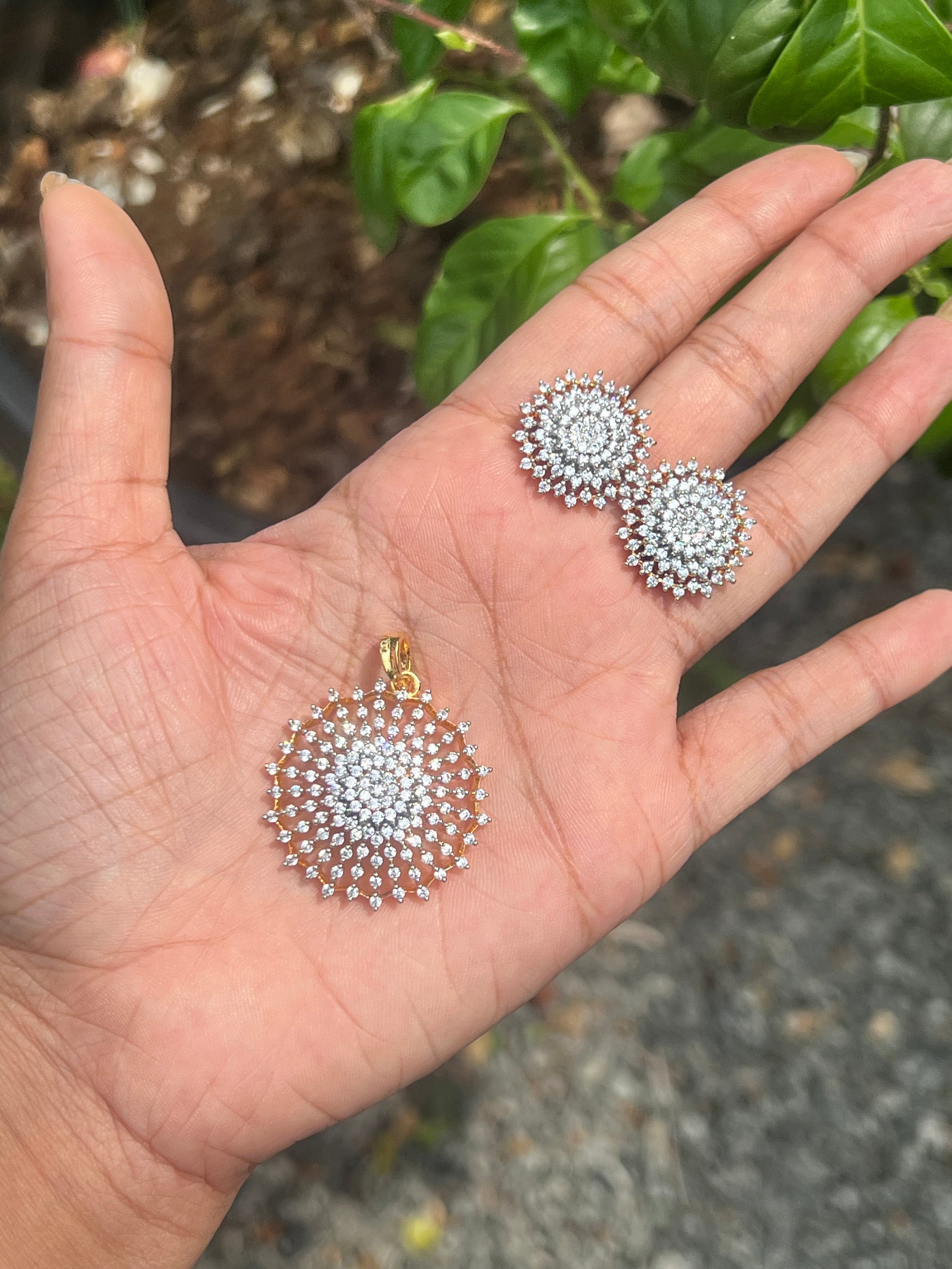 Premium daimond finish bridal wear pendant set product code 51
