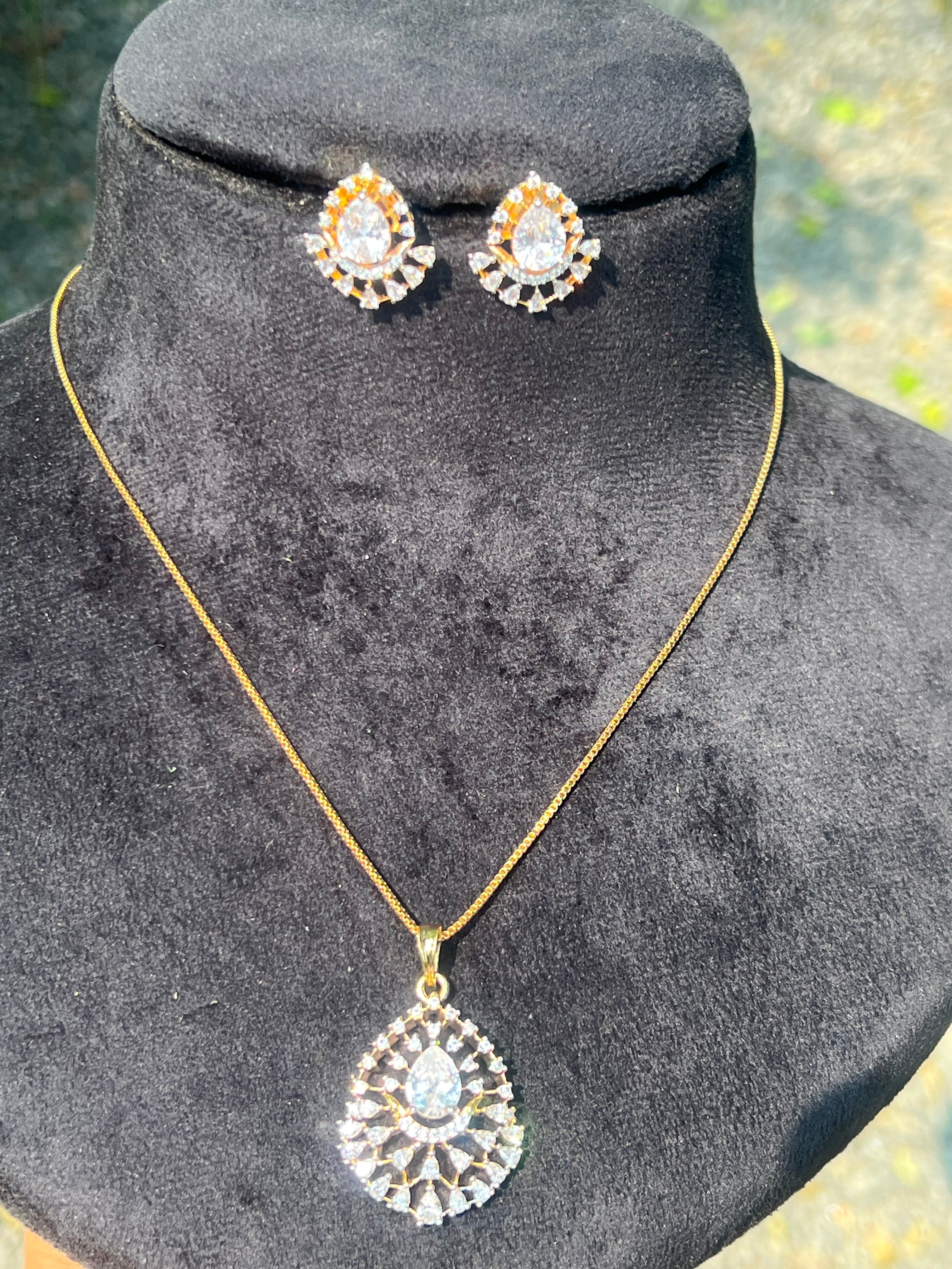Premium occasion wear diamond finish pendant set product code D136