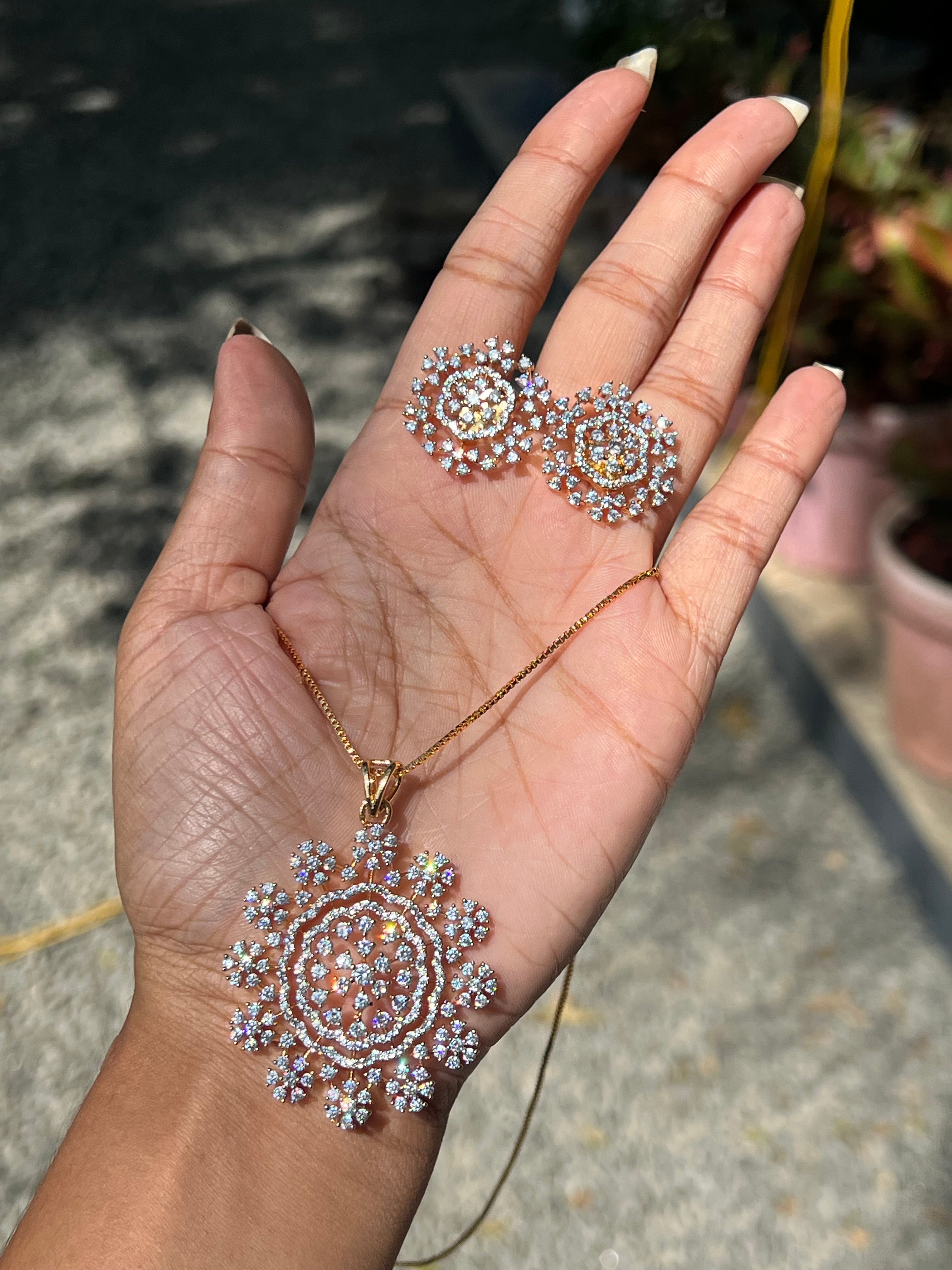 Premium daimond finish pendant set product code D53