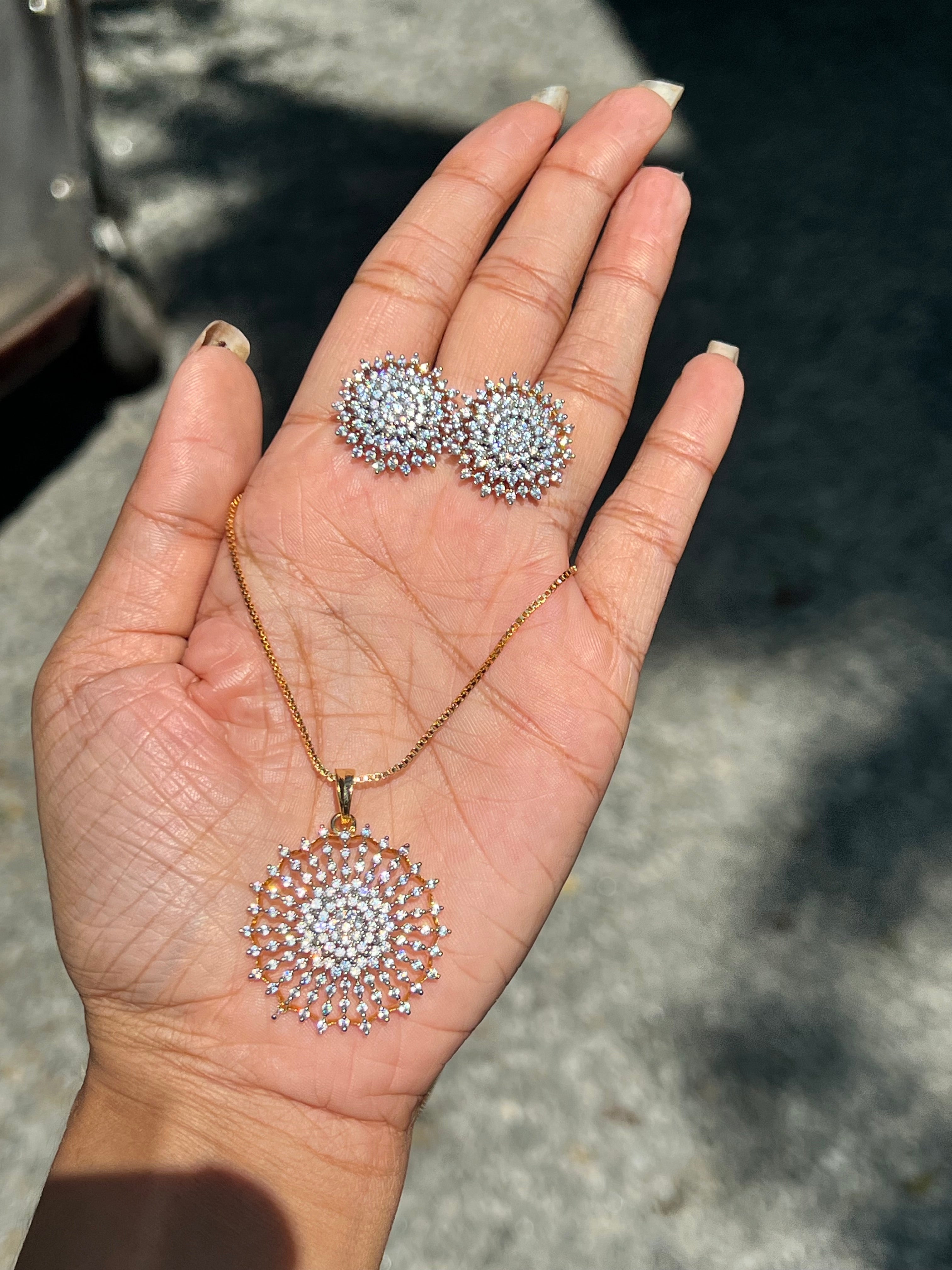 Premium daimond finish bridal wear pendant set product code 51