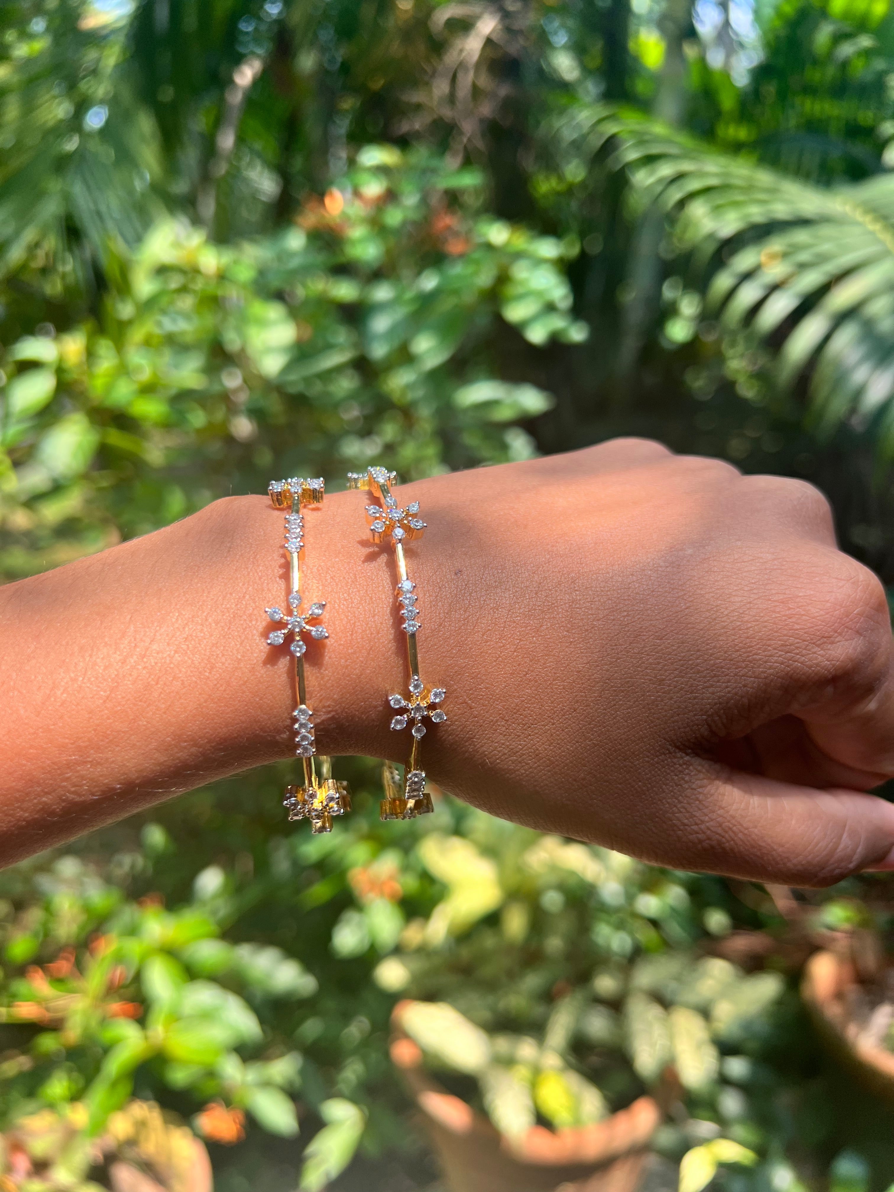 Premium occasion wear ad daimond finish star bangles pair product code 139