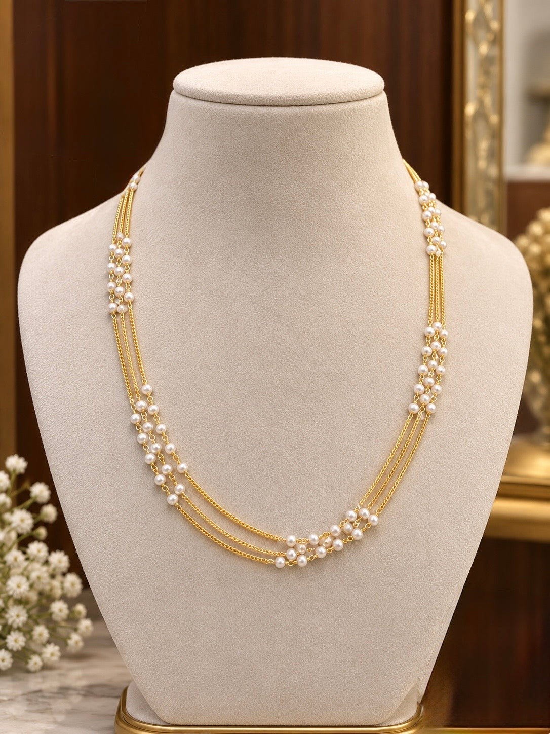 Premium pearl 3layer necklace product code 112