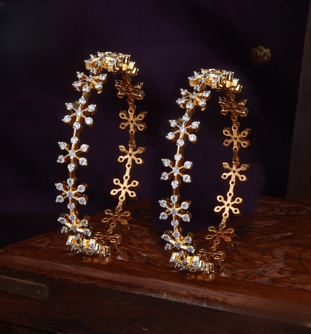 Diamond finish party wear floral bangles set of 2 product code 140