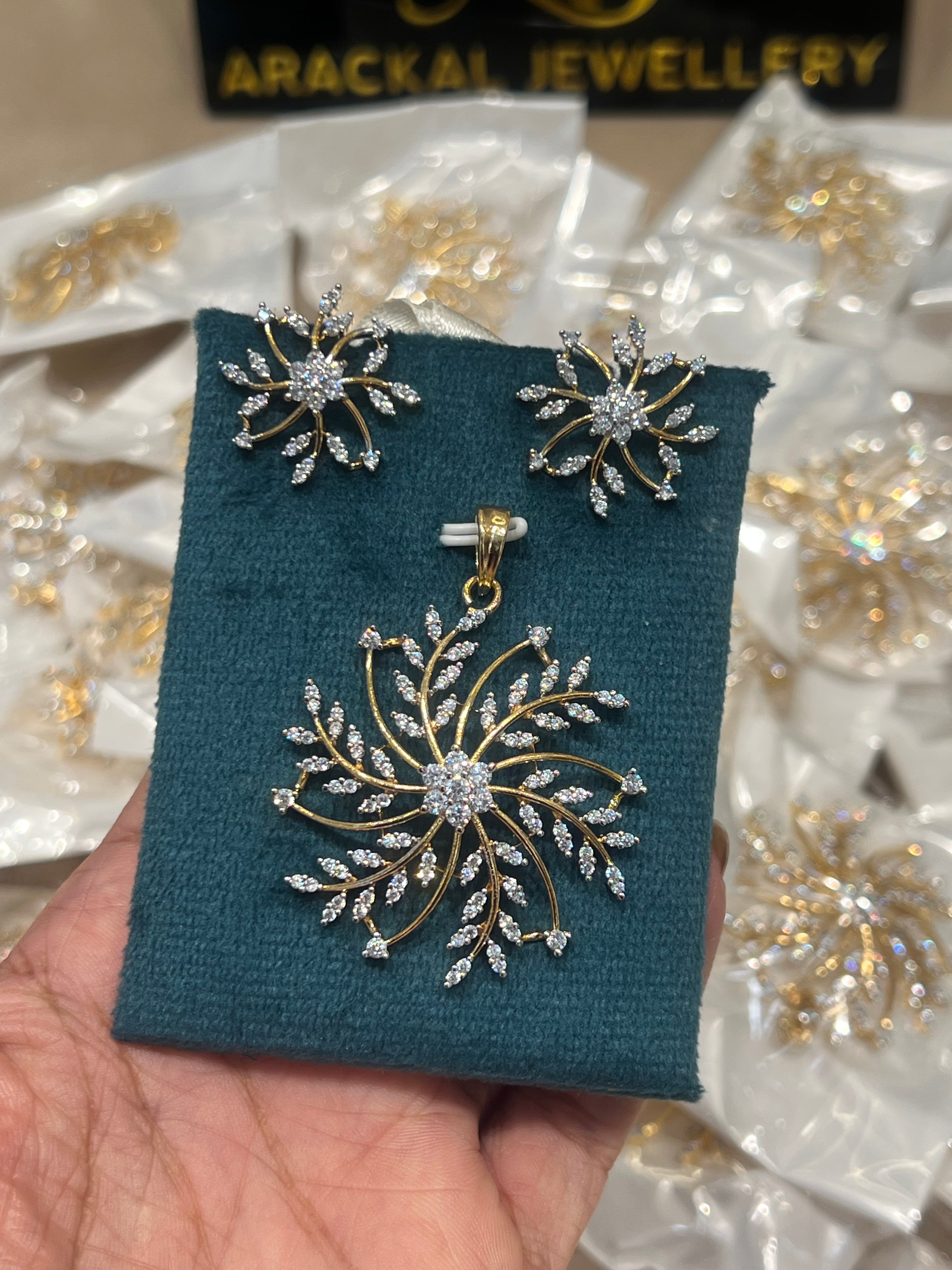 Premium diamond finish pendant set code D320