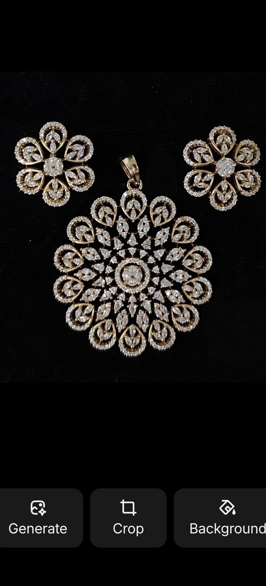 Premium diamond finish pendant set