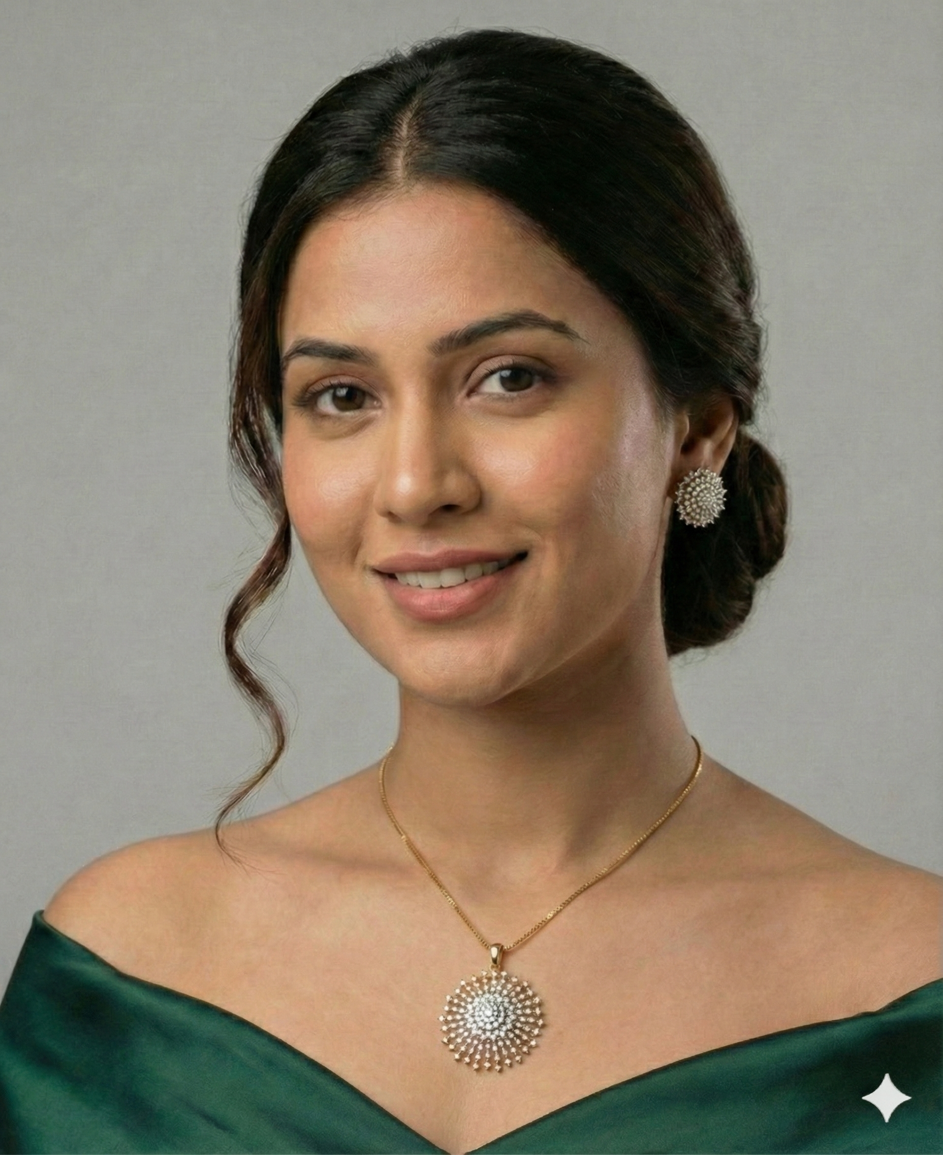 Premium daimond finish bridal wear pendant set product code 51